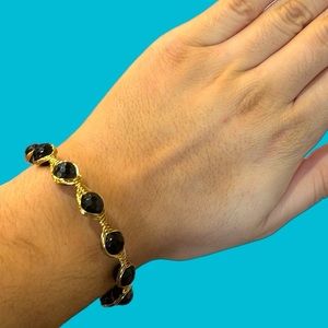 NWT‎ BLACK GOLD HAND WIRED SMALL WRIST BRACELET